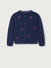 The White Company Blue Cotton Blend Cherry Cardigan - Image 5 of 5