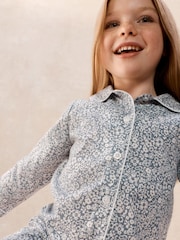 The White Company Blue Brushed Cotton Petunia Print Classic Pyjamas - Image 3 of 5