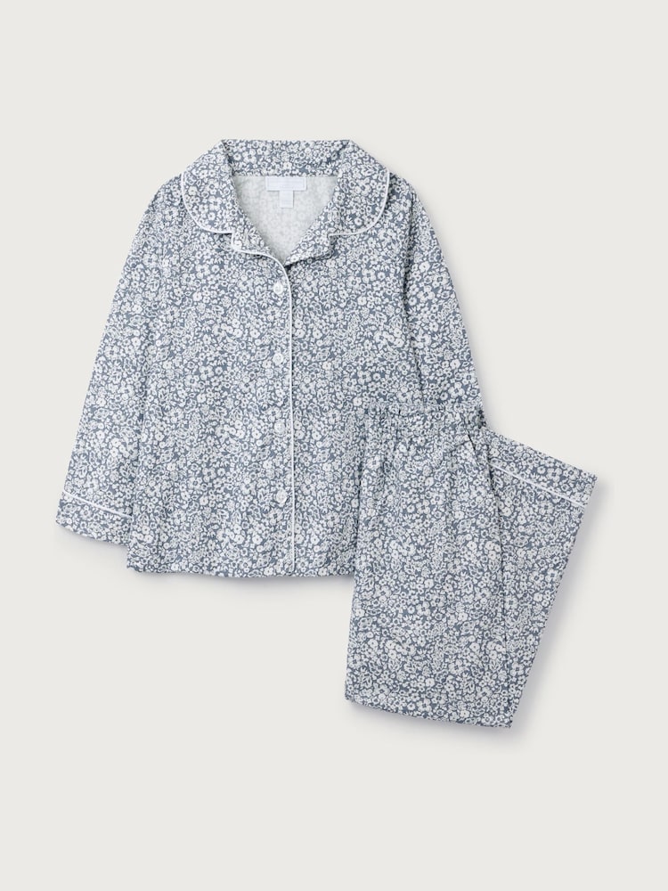The White Company Blue Brushed Cotton Petunia Print Classic Pyjamas - Image 5 of 5