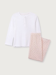 The White Company Cotton Blend Rib Megan Floral Relaxed Fit Pyjamas - صورة 5 من 5