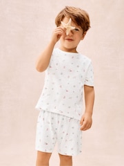 The White Company Cotton Beach Scene Relaxed Shortie Pyjamas - Image 1 of 5