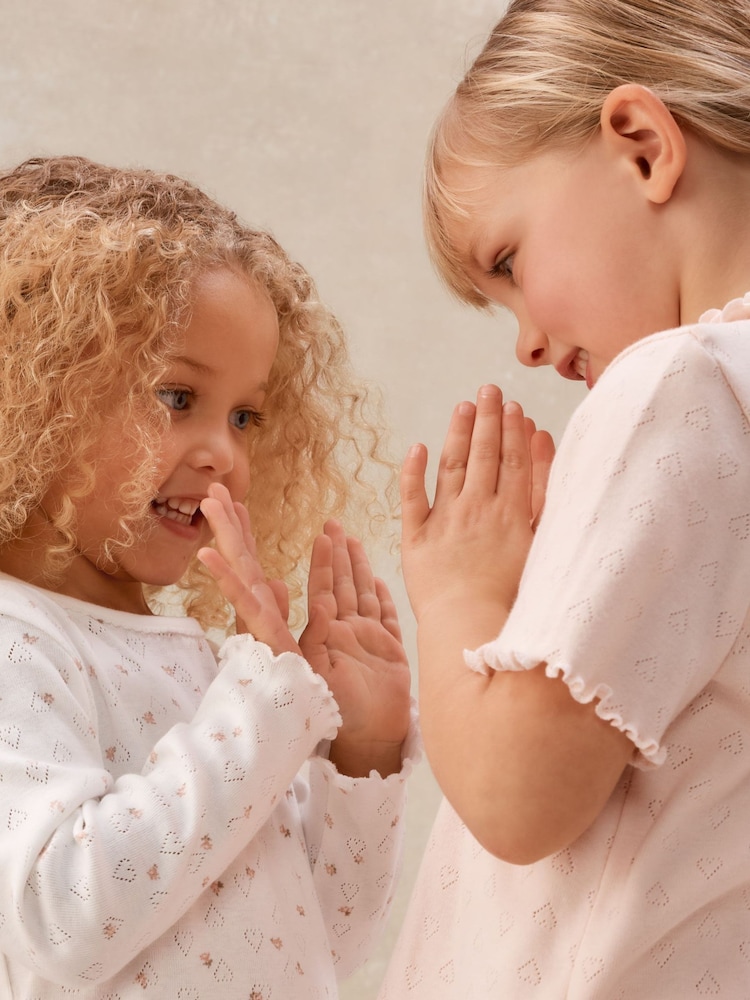 The White Company Cotton Blend Ember Floral & Pointelle Relaxed Pyjamas Set Of 2 - صورة 2 من 6