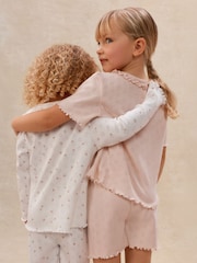 The White Company Cotton Blend Ember Floral & Pointelle Relaxed Pyjamas Set Of 2 - صورة 4 من 6