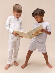 The White Company White Cotton Blend Lakehouse & Stripe Slim Fit Pyjamas Set Of 2 - Image 1 of 7