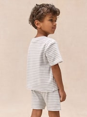 The White Company White Cotton Blend Lakehouse & Stripe Slim Fit Pyjamas Set Of 2 - Image 5 of 7