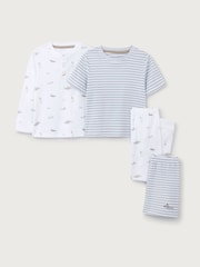 The White Company White Cotton Blend Lakehouse & Stripe Slim Fit Pyjamas Set Of 2 - Image 6 of 7