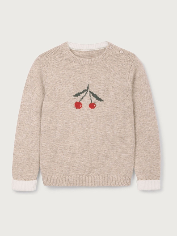The White Company Natural Cotton Blend Cherry Jumper - Image 5 of 5 The White Company Natural Cotton Blend Cherry Jumper - Image 5 of 5
