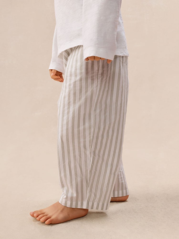 The White Company White Cotton Blend Tractor & Stripe Balloon Leg Pyjamas - Image 2 of 4