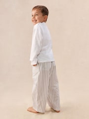 The White Company White Cotton Blend Tractor & Stripe Balloon Leg Pyjamas - Image 3 of 4