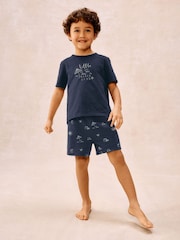 The White Company Blue Cotton Blend Glow In The Dark Beach Club Relaxed Shortie T-Shirt and Short Set - Image 2 of 5
