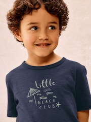 The White Company Blue Cotton Blend Glow In The Dark Beach Club Relaxed Shortie T-Shirt and Short Set - Image 3 of 5