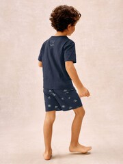 The White Company Blue Cotton Blend Glow In The Dark Beach Club Relaxed Shortie T-Shirt and Short Set - Image 4 of 5