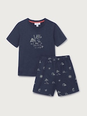 The White Company Blue Cotton Blend Glow In The Dark Beach Club Relaxed Shortie T-Shirt and Short Set - Image 5 of 5