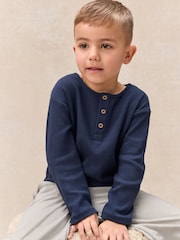 The White Company White Cotton Blend Henley Top & Cord Trousers Set - Image 2 of 5