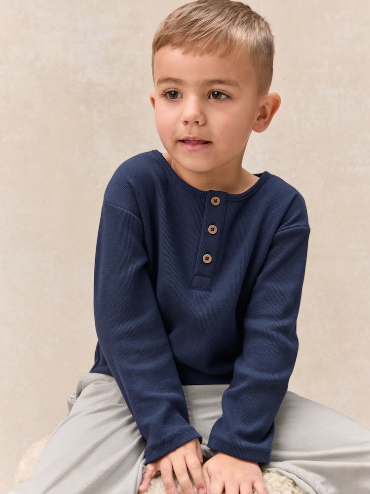 The White Company White Cotton Blend Henley Top & Cord Trousers Set - Image 2 of 5