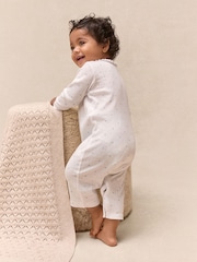 The White Company Cotton Heart Pointelle Frill Collar Sleepsuit - صورة 2 من 5