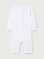 The White Company Cotton Heart Pointelle Frill Collar Sleepsuit - صورة 5 من 5