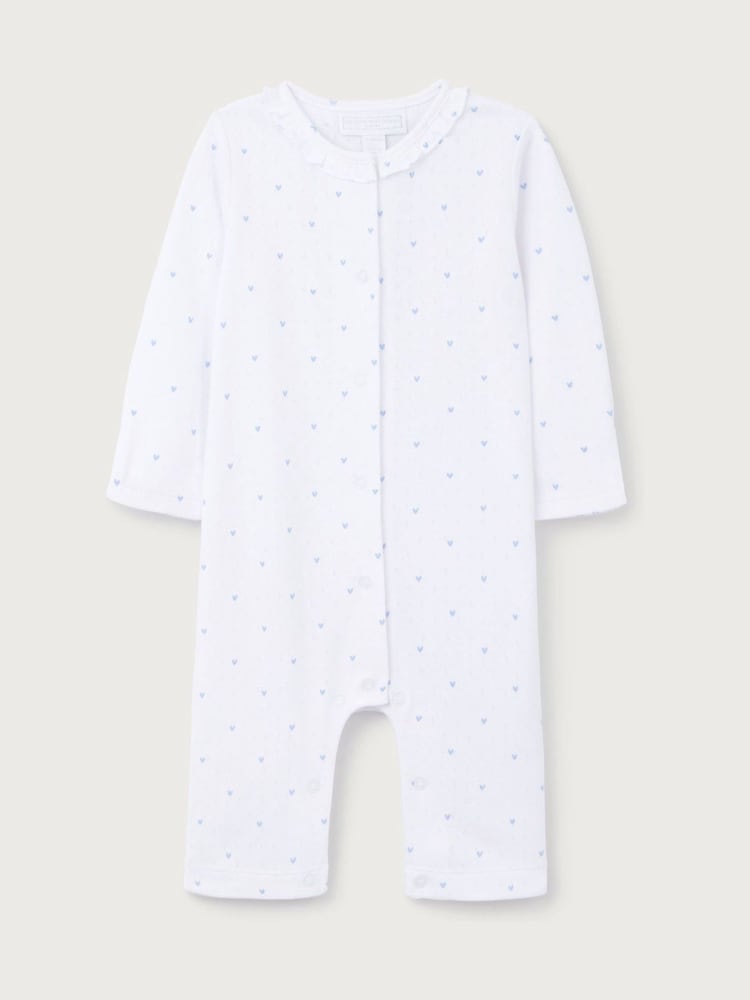 The White Company Cotton Heart Pointelle Frill Collar Sleepsuit - صورة 5 من 5