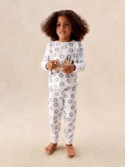 The White Company Blue Cotton Blend Lion Print Slim Fit Pyjamas - Image 1 of 4