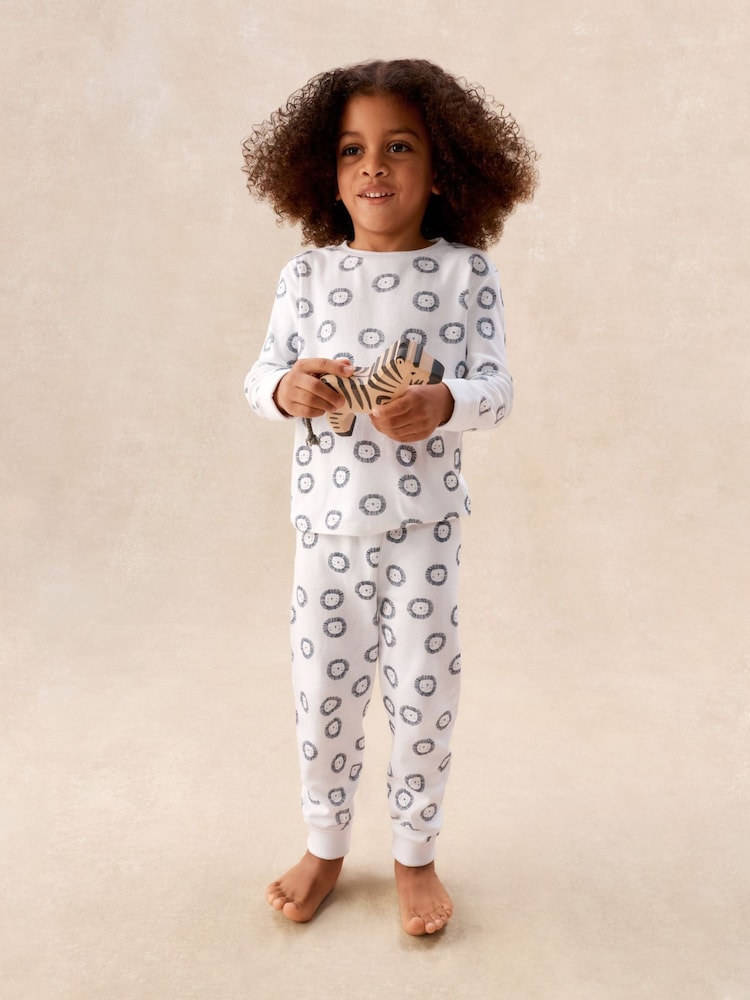 The White Company Blue Cotton Blend Lion Print Slim Fit Pyjamas - Image 1 of 4