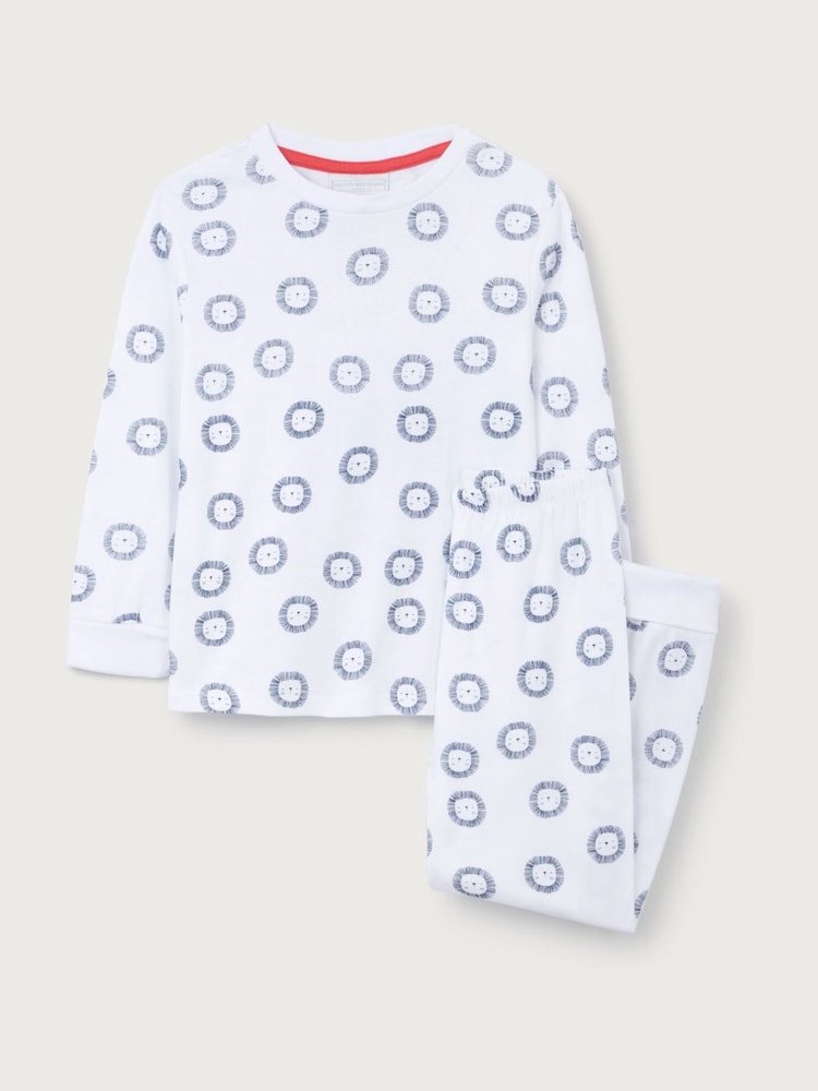 The White Company Blue Cotton Blend Lion Print Slim Fit Pyjamas - Image 4 of 4