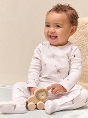 The White Company Cotton Party Animal Print Wrap Sleepsuit - Image 1 of 5