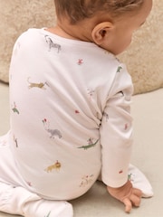 The White Company Cotton Party Animal Print Wrap Sleepsuit - Image 3 of 5