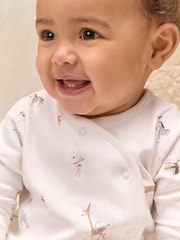 The White Company Cotton Party Animal Print Wrap Sleepsuit - Image 4 of 5