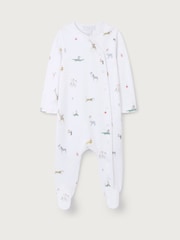 The White Company Cotton Party Animal Print Wrap Sleepsuit - Image 5 of 5