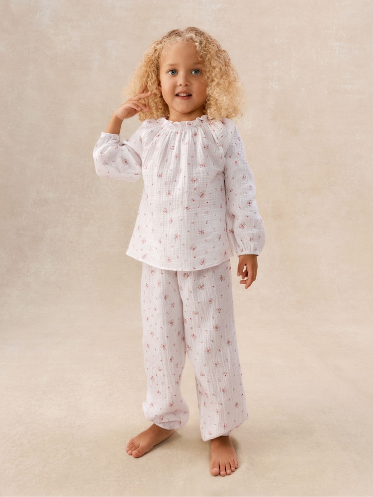 The White Company Double Cotton Boho Minnie Floral Relaxed Fit Pyjamas - صورة 1 من 5