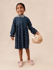 The White Company Blue Cotton Daisy Jersey Dress & Neckerchief Set - Image 1 of 5