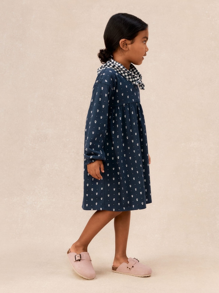 The White Company Blue Cotton Daisy Jersey Dress & Neckerchief Set - Image 2 of 5