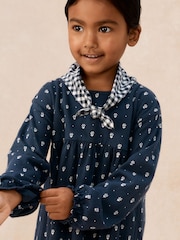 The White Company Blue Cotton Daisy Jersey Dress & Neckerchief Set - Image 3 of 5