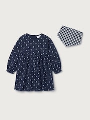 The White Company Blue Cotton Daisy Jersey Dress & Neckerchief Set - Image 5 of 5