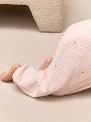 The White Company Cotton Blend Fine Stripe & Heart Classic Sleepsuit - صورة 3 من 5