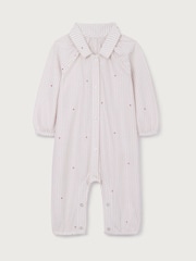 The White Company Cotton Blend Fine Stripe & Heart Classic Sleepsuit - صورة 5 من 5