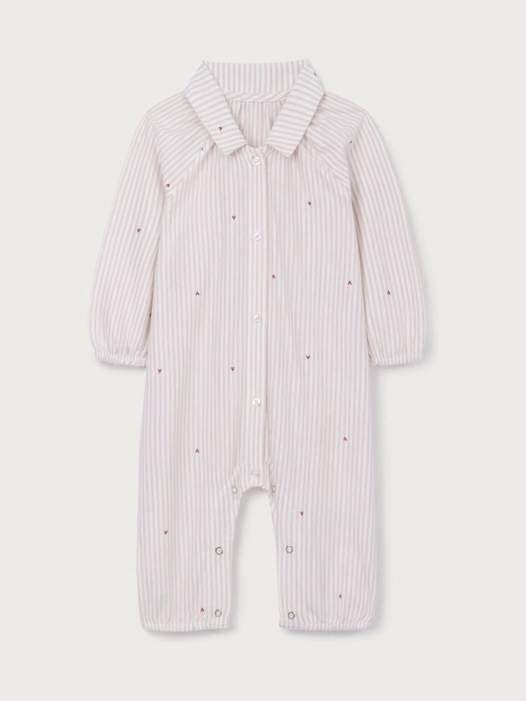 The White Company Cotton Blend Fine Stripe & Heart Classic Sleepsuit - صورة 5 من 5 The White Company Cotton Blend Fine Stripe & Heart Classic Sleepsuit - صورة 5 من 5