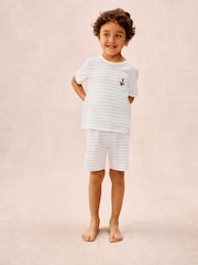 The White Company Cotton Blend Watercolour Boat & Stripe Relaxed Pyjamas Set 2 Pack - Image 2 of 6