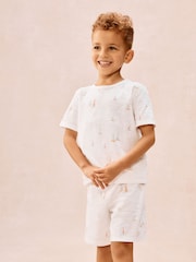 The White Company Cotton Blend Watercolour Boat & Stripe Relaxed Pyjamas Set 2 Pack - Image 3 of 6