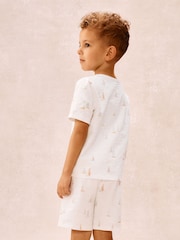 The White Company Cotton Blend Watercolour Boat & Stripe Relaxed Pyjamas Set 2 Pack - Image 4 of 6