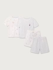 The White Company Cotton Blend Watercolour Boat & Stripe Relaxed Pyjamas Set 2 Pack - Image 5 of 6