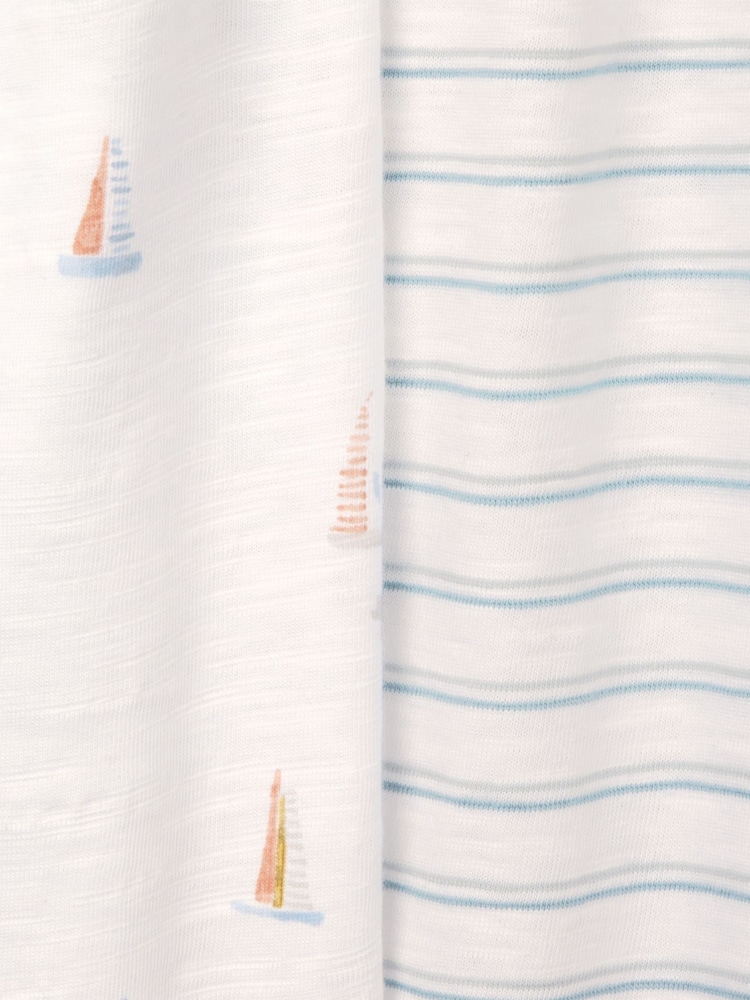 The White Company Cotton Blend Watercolour Boat & Stripe Relaxed Pyjamas Set 2 Pack - Image 6 of 6