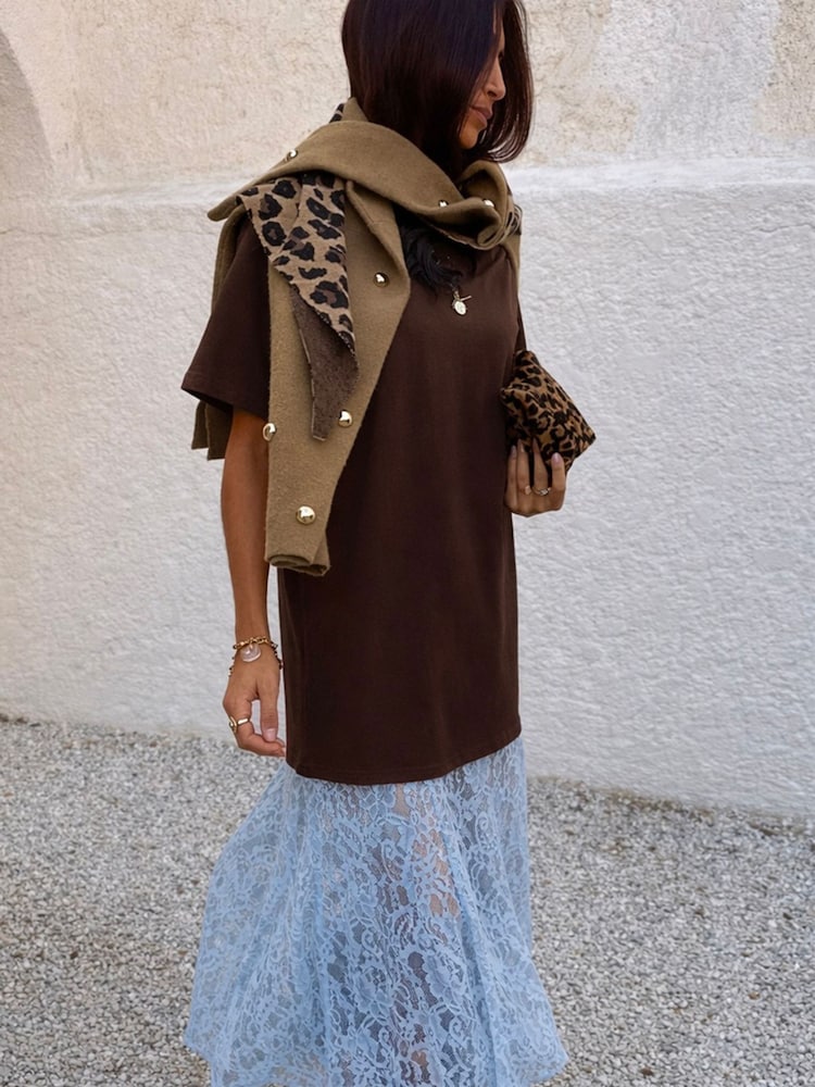 Never Fully Dressed Chocolate Brown Cara T-Shirt - Image 1 of 4