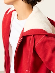 FatFace Amy Red Borg Zip Through Hoodie - Image 4 of 7