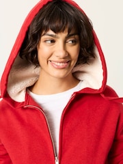 FatFace Amy Red Borg Zip Through Hoodie - Image 5 of 7