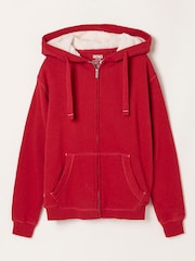 FatFace Amy Red Borg Zip Through Hoodie - Image 7 of 7