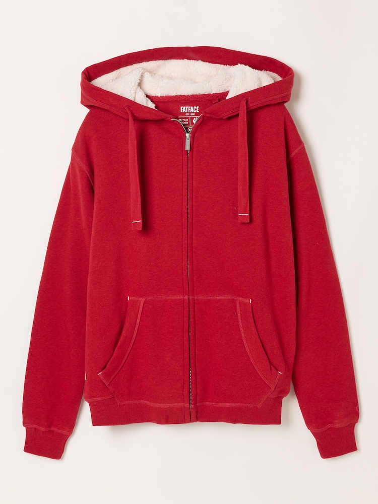 FatFace Amy Red Borg Zip Through Hoodie - Image 7 of 7 FatFace Amy Red Borg Zip Through Hoodie - Image 7 of 7