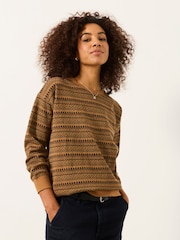 FatFace Brown Textured Fairilse Sparkle Crew Sweat - Image 1 of 6