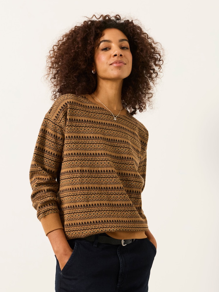 FatFace Brown Textured Fairilse Sparkle Crew Sweat - Image 1 of 6 FatFace Brown Textured Fairilse Sparkle Crew Sweat - Image 1 of 6