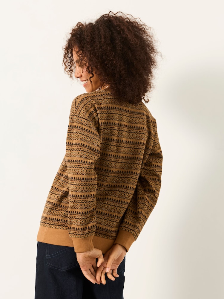 FatFace Brown Textured Fairilse Sparkle Crew Sweat - Image 2 of 6 FatFace Brown Textured Fairilse Sparkle Crew Sweat - Image 2 of 6